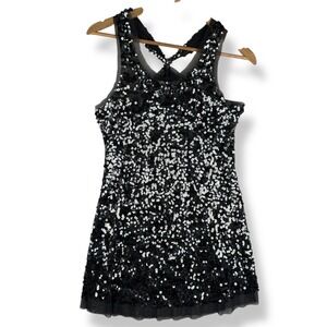 Wildcat Silver Sequin Tunic Top Womens Size Medium Y2K 2000s Glam Club Party